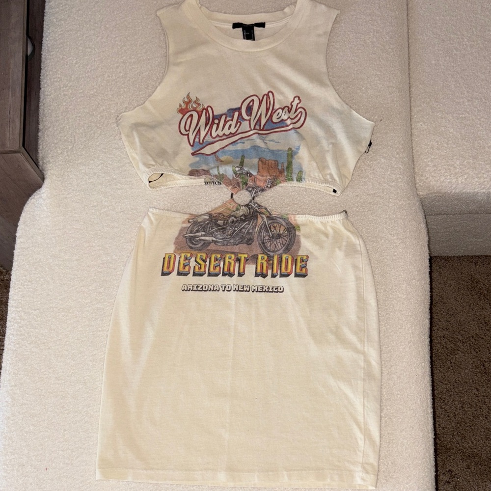 Forever 21 Cream Wild West Mini Dress
